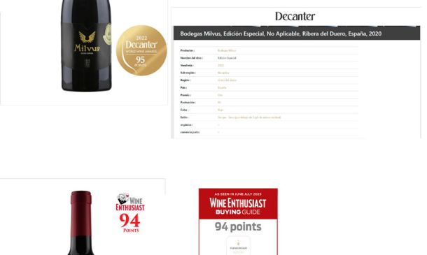 Puntuaciones Wine Enthusiast y Decanter